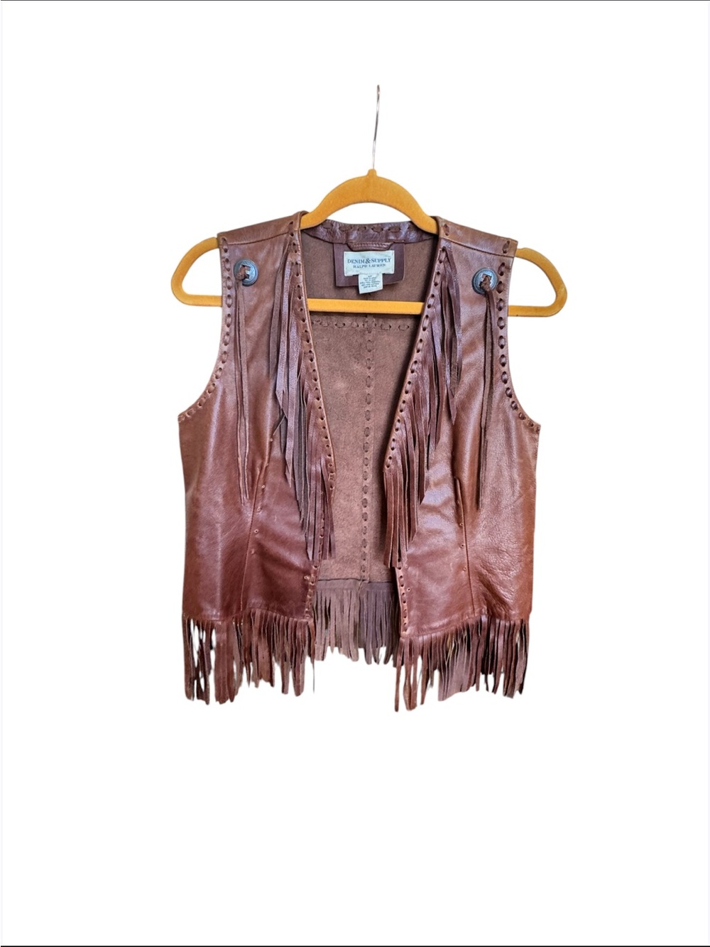 Denim & Supply Ralph Lauren Brown Leather Fringe Vest
